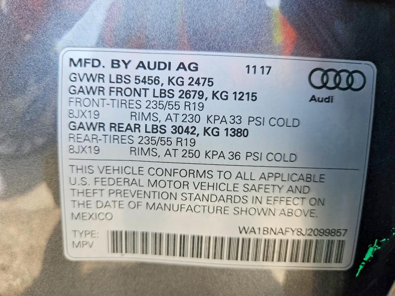 Aukcja sprzedaży 2018 Audi Q5, vin: WA1BNAFY8J2099857, numer aukcji: 46242756