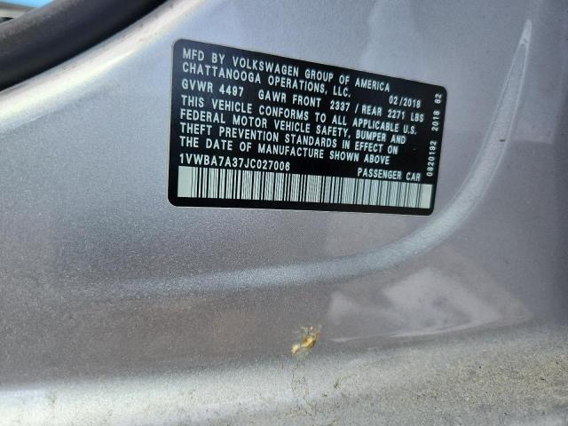 Aukcja sprzedaży 2018 Volkswagen Passat, vin: 1VWBA7A37JC027006, numer aukcji: 45569016