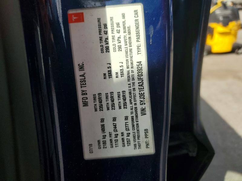 Auction sale of the 2018 Tesla Model 3, vin: 5YJ3E1EA3JF039254, lot number: 46719016