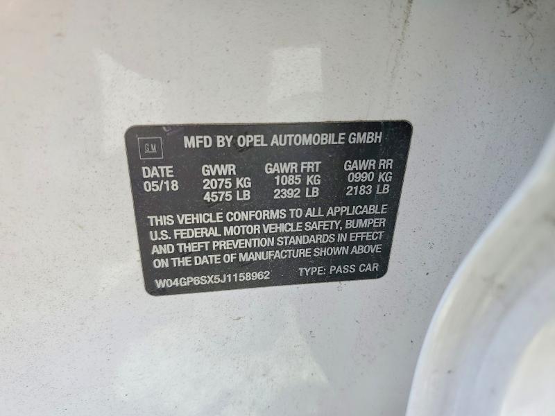 Продаж на аукціоні авто 2018 Buick Regal, vin: W04GP6SX5J1158962, номер лоту: 47559776