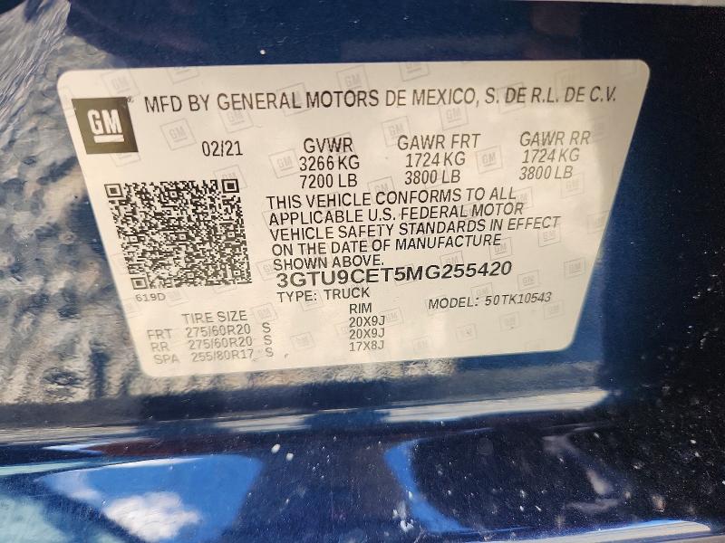Продажа на аукционе авто 2021 Gmc Sierra, vin: 3GTU9CET5MG255420, номер лота: 46957706