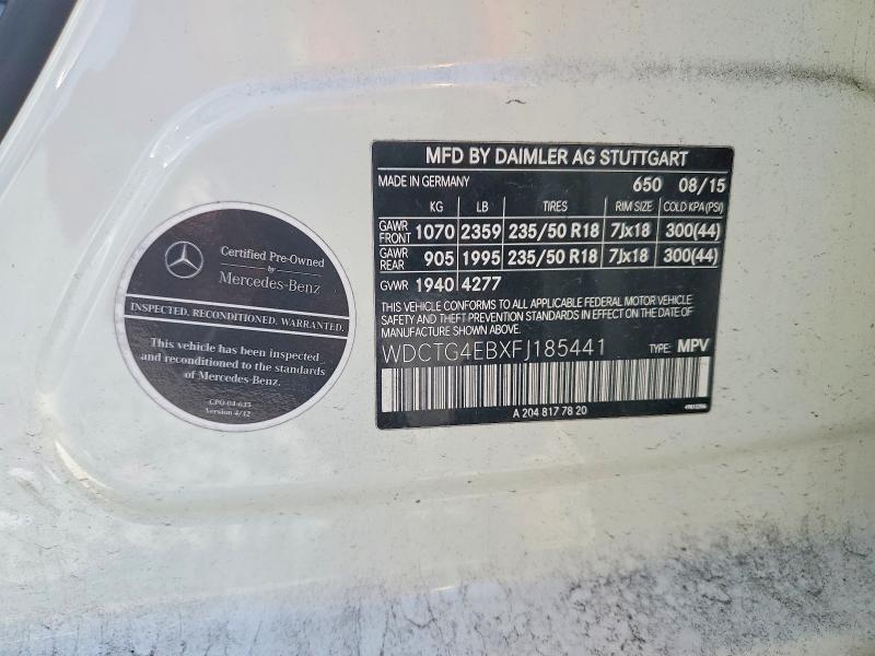 Продажа на аукционе авто 2015 Mercedes-benz Gla, vin: WDCTG4EBXFJ185441, номер лота: 46989266