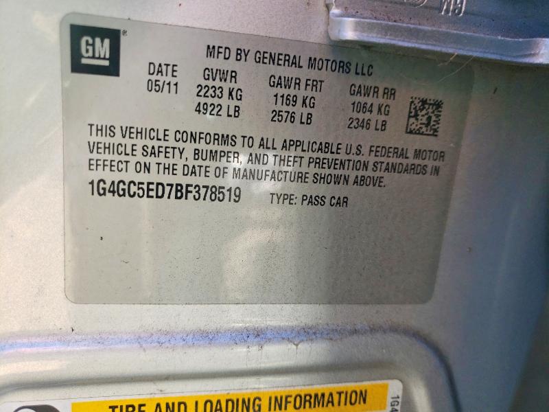 46930806 :رقم المزاد ، 1G4GC5ED7BF378519 vin ، 2011 Buick Lacrosse مزاد بيع