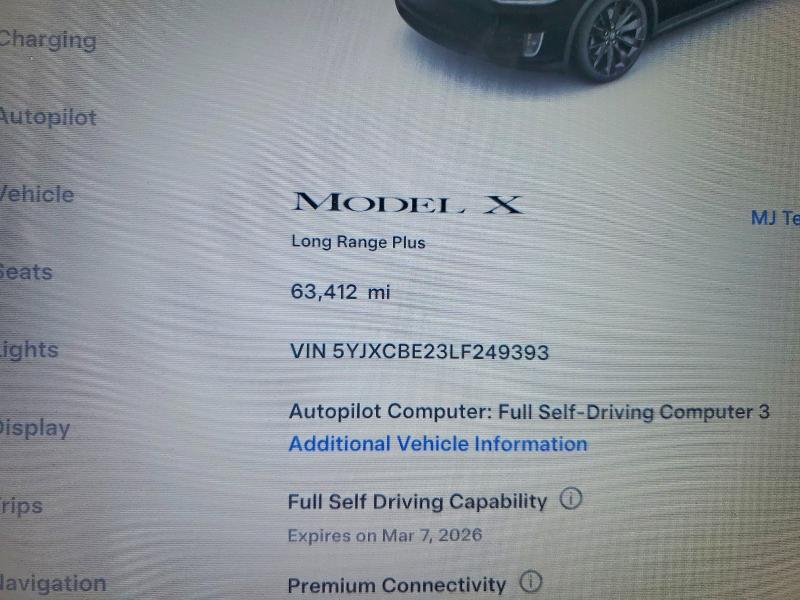 Aukcja sprzedaży 2020 Tesla Model X, vin: 5YJXCBE23LF249393, numer aukcji: 79801555