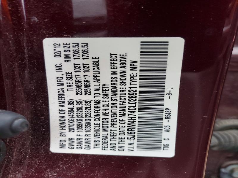 48338566 :رقم المزاد ، 5J6RM4H74CL028921 vin ، 2012 Honda Cr-v مزاد بيع