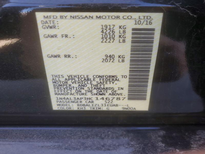 Продаж на аукціоні авто 2017 Nissan Altima, vin: 1N4AL3AP3HC146787, номер лоту: 46128566