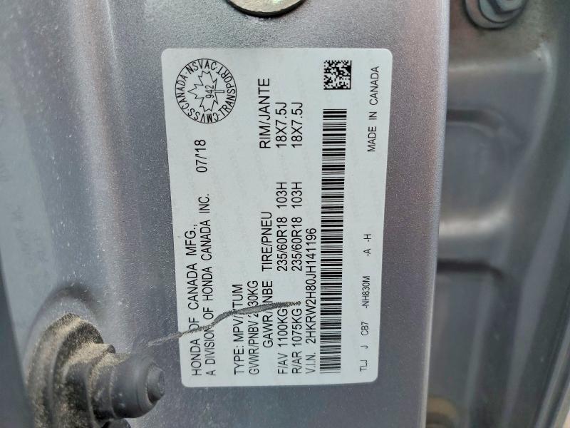 46325226 :رقم المزاد ، 2HKRW2H80JH141196 vin ، 2018 Honda Cr-v مزاد بيع