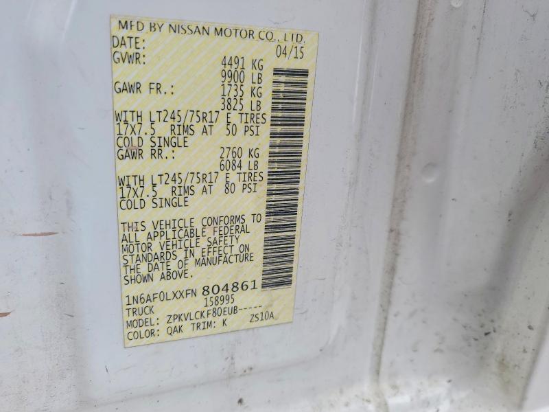 Aukcja sprzedaży 2015 Nissan Nv, vin: 1N6AF0LXXFN804861, numer aukcji: 46882936