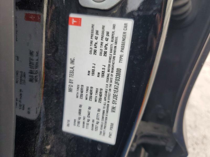 78166465 :رقم المزاد ، 5YJ3E1EA7JF033800 vin ، 2018 Tesla Model 3 مزاد بيع