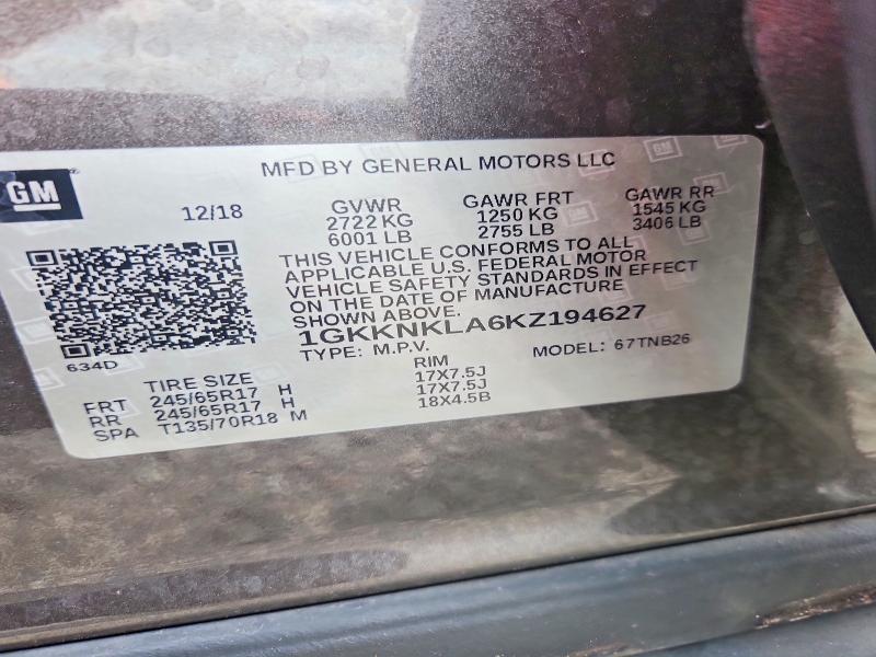 Продажа на аукционе авто 2019 Gmc Acadia, vin: 1GKKNKLA6KZ194627, номер лота: 47543036