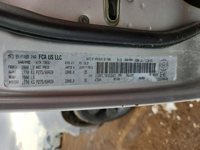 48120016 :رقم المزاد ، 1C6RR7LT9KS532471 vin ، 2019 Ram 1500 Classic مزاد بيع