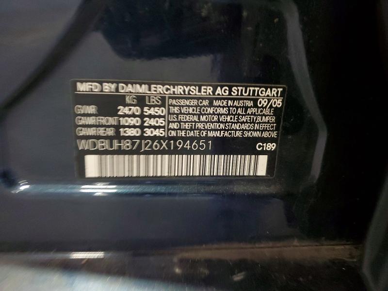 Продажа на аукционе авто 2006 Mercedes-benz E, vin: WDBUH87J26X194651, номер лота: 46299416