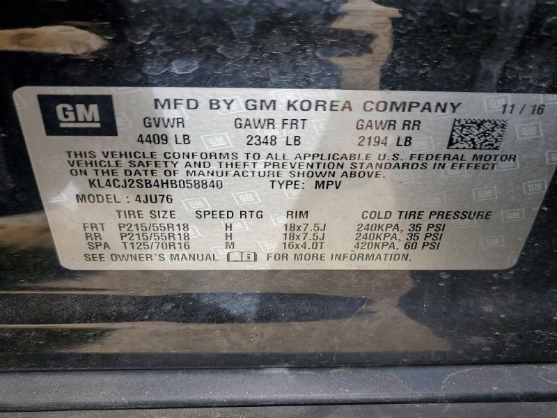 41729186 :رقم المزاد ، KL4CJ2SB4HB058840 vin ، 2017 Buick Encore مزاد بيع