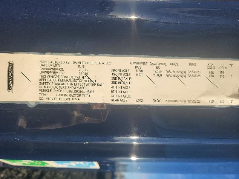 2017 Freightliner Cascadia 125 მანქანა იყიდება აუქციონზე, vin: 1FUJGLDRXHLJH6398, აუქციონის ნომერი: 79583365