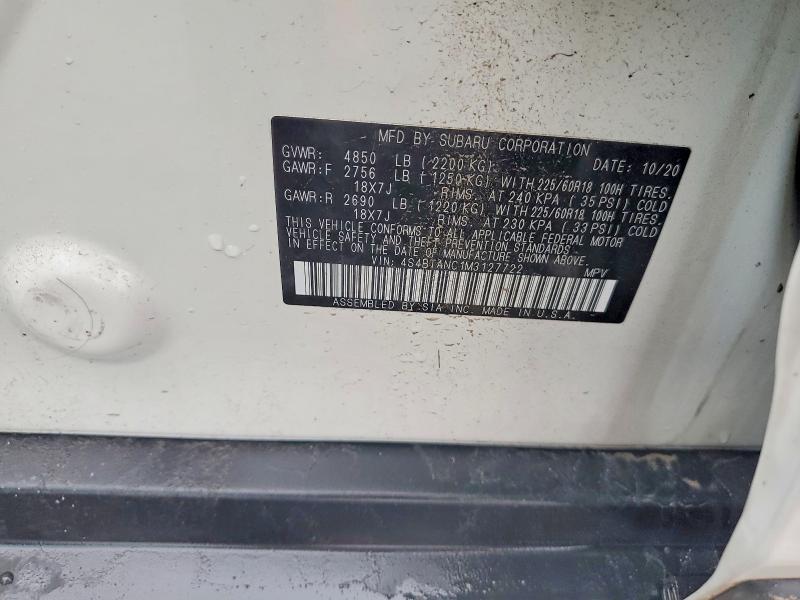 Aukcja sprzedaży 2021 Subaru Outback, vin: 4S4BTANC1M3127722, numer aukcji: 79957455