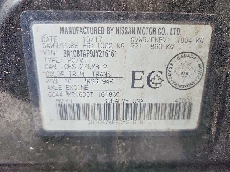 Продаж на аукціоні авто 2018 Nissan Sentra, vin: 3N1CB7AP9JY216161, номер лоту: 79594105