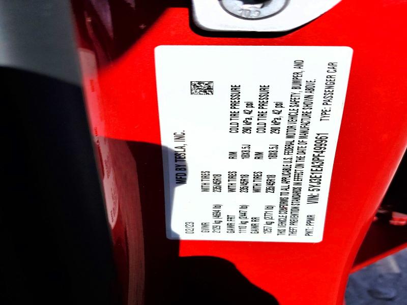 41964056 :رقم المزاد ، 5YJ3E1EA3PF499961 vin ، 2023 Tesla Model 3 مزاد بيع