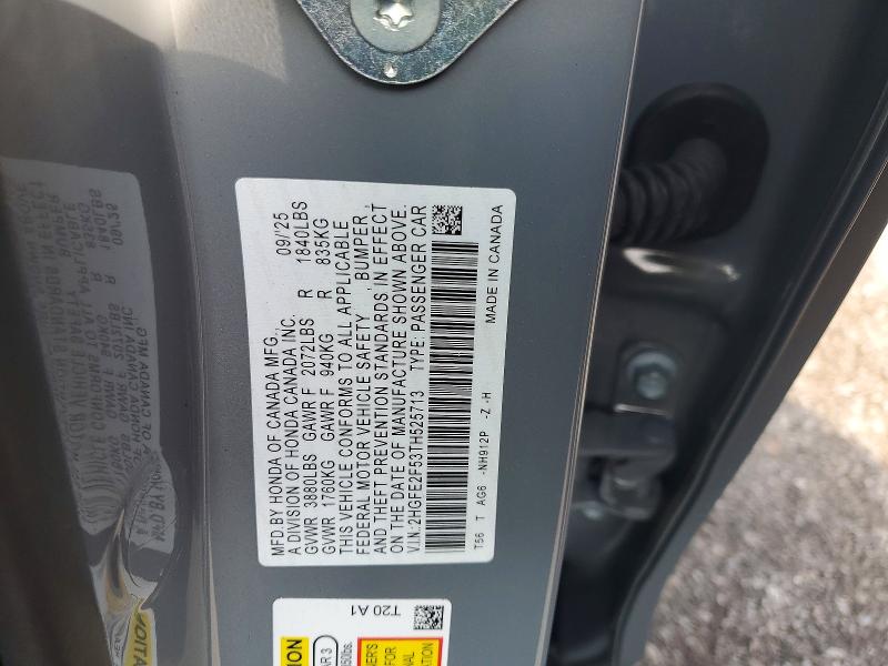 Aukcja sprzedaży 2026 Honda Civic, vin: 2HGFE2F53TH525713, numer aukcji: 79959415