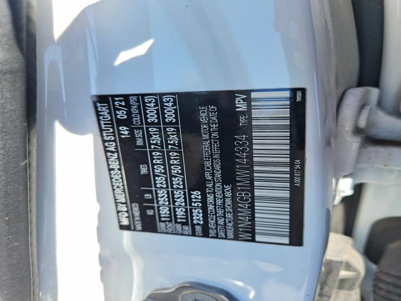 2021 Mercedes-benz Glb მანქანა იყიდება აუქციონზე, vin: W1N4M4GB1MW144334, აუქციონის ნომერი: 46050946