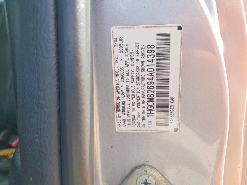 79931645 :رقم المزاد ، 1HGCM82694A014398 vin ، 2004 Honda Accord مزاد بيع