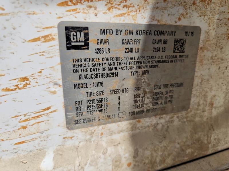 Aukcja sprzedaży 2017 Buick Encore, vin: KL4CJCSB7HB042914, numer aukcji: 47035096