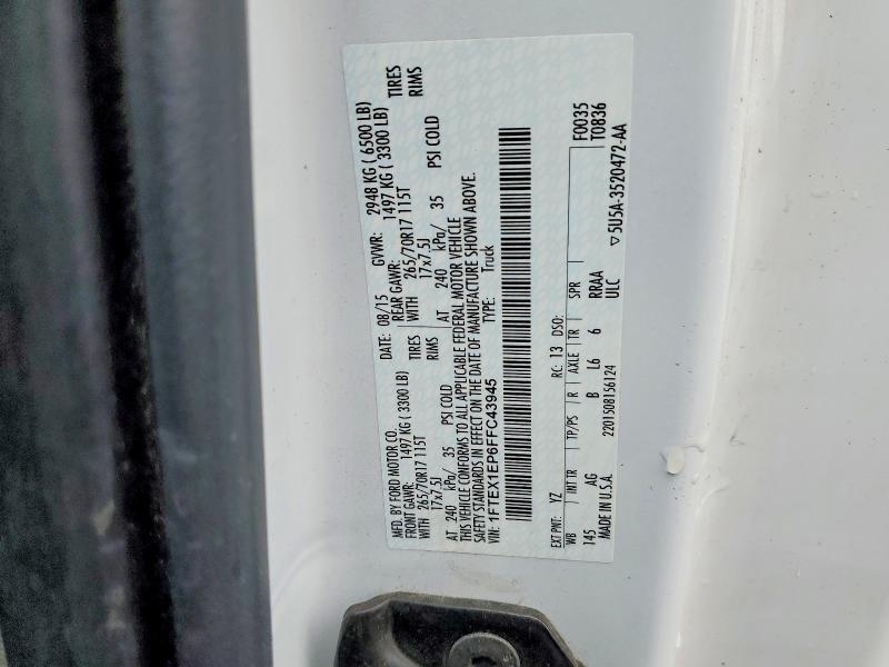 Aukcja sprzedaży 2015 Ford F150, vin: 1FTEX1EP6FFC43945, numer aukcji: 41968706