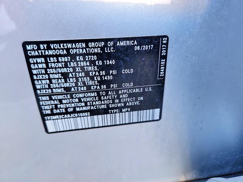 Aukcja sprzedaży 2018 Volkswagen Atlas, vin: 1V2MR2CA9JC515052, numer aukcji: 46284416