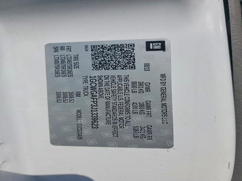 45623326 :رقم المزاد ، 1GCWGAFP3J1339623 vin ، 2018 Chevrolet Express G2500 مزاد بيع