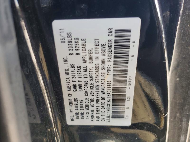 Aukcja sprzedaży 2011 Honda Accord, vin: 1HGCS1B70BA015488, numer aukcji: 78639045