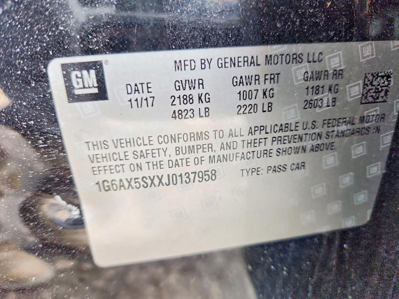 2018 Cadillac Cts მანქანა იყიდება აუქციონზე, vin: 1G6AX5SXXJ0137958, აუქციონის ნომერი: 79098965