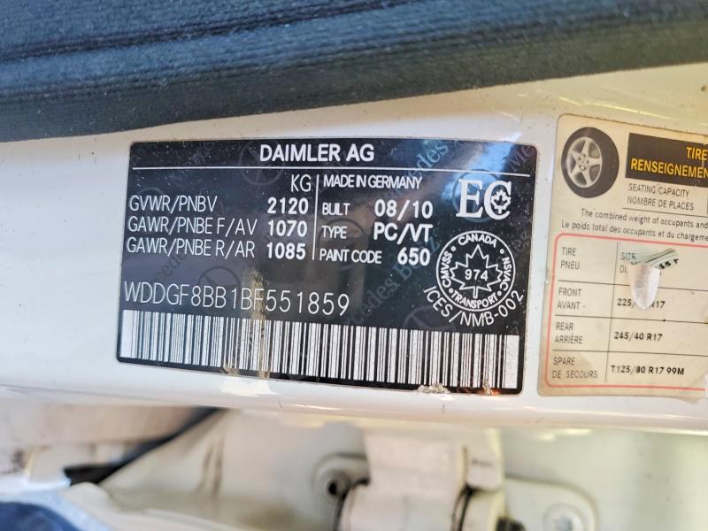 46936416 :رقم المزاد ، WDDGF8BB1BF551859 vin ، 2011 Mercedes-benz C مزاد بيع