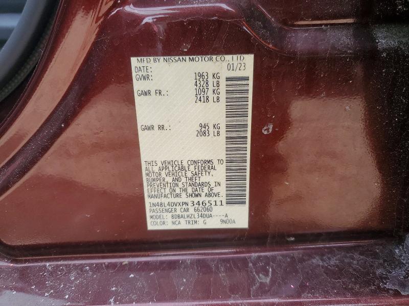 Auction sale of the 2023 Nissan Altima, vin: 1N4BL4DVXPN346511, lot number: 79429055