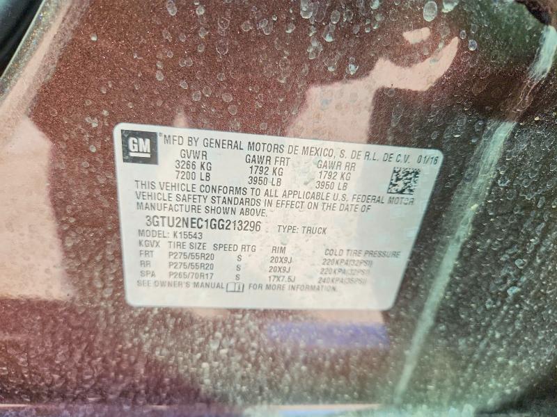 Aukcja sprzedaży 2016 Gmc Sierra, vin: 3GTU2NEC1GG213296, numer aukcji: 47347276