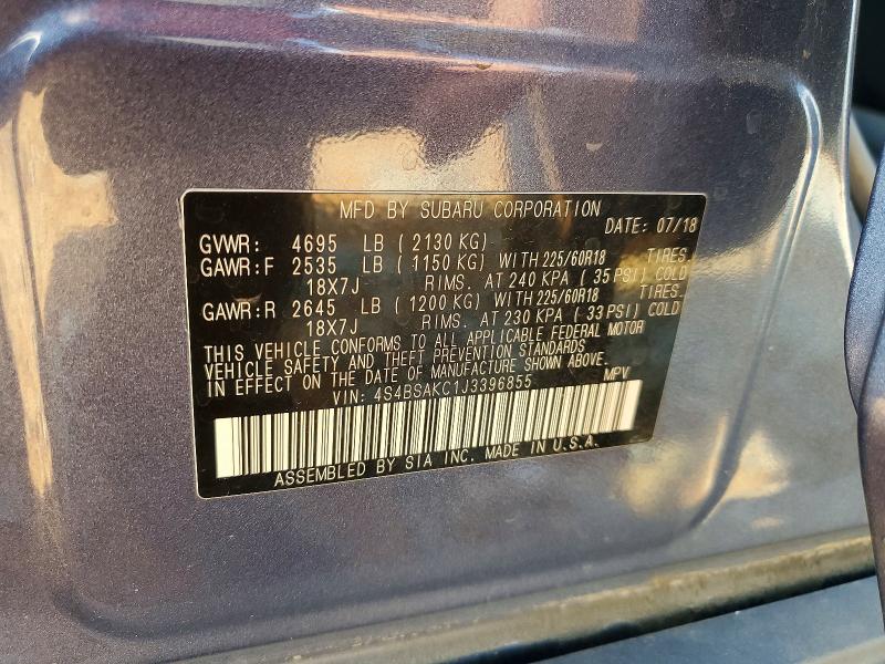 47725596 :رقم المزاد ، 4S4BSAKC1J3396855 vin ، 2018 Subaru Outback مزاد بيع