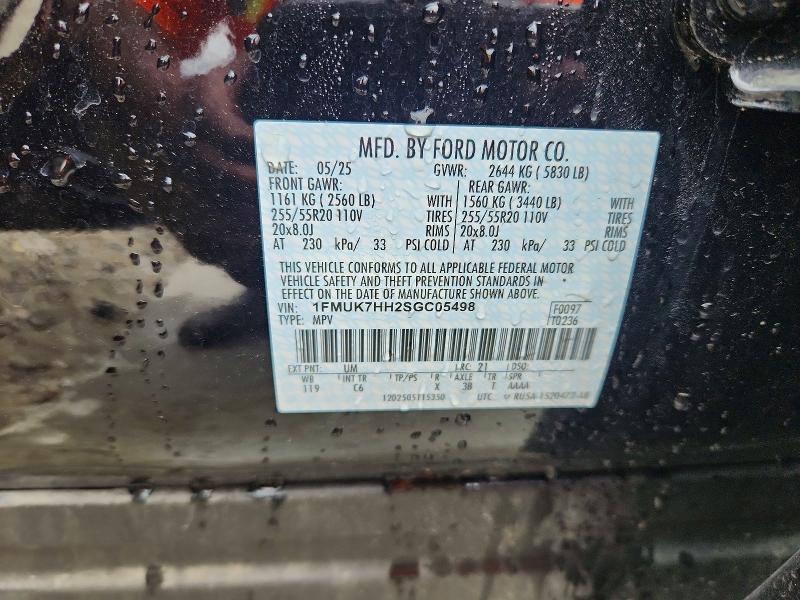 47128486 :رقم المزاد ، 1FMUK7HH2SGC05498 vin ، 2025 Ford Explorer مزاد بيع