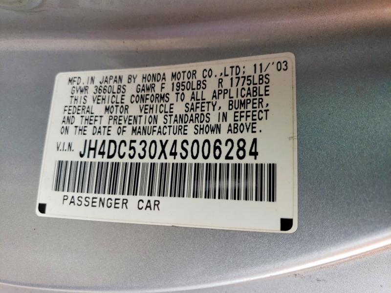 45541426 :رقم المزاد ، JH4DC530X4S006284 vin ، 2004 Acura Rsx مزاد بيع