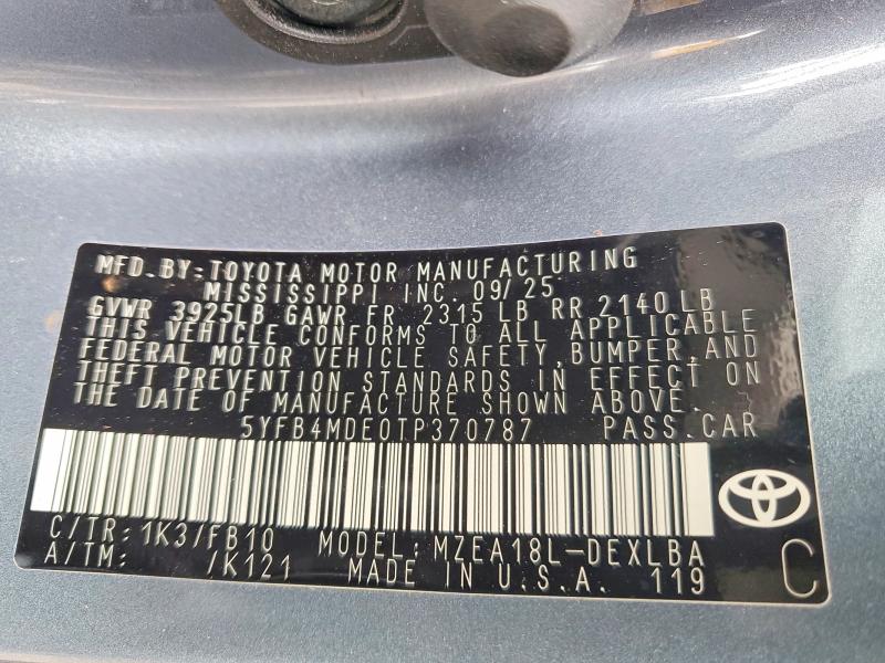 Aukcja sprzedaży 2026 Toyota Corolla, vin: 5YFB4MDE0TP370787, numer aukcji: 47316656