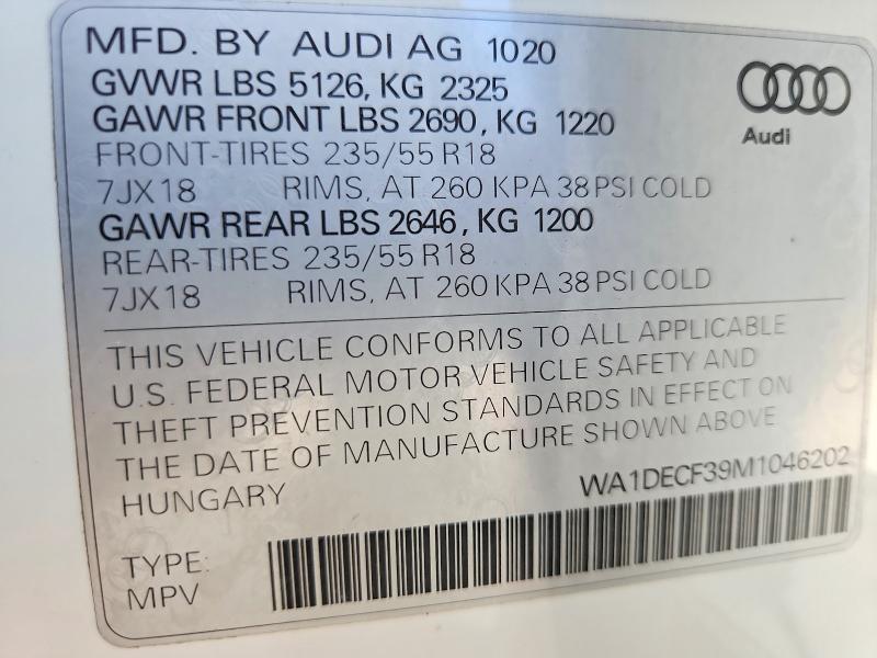 Продаж на аукціоні авто 2021 Audi Q3, vin: WA1DECF39M1046202, номер лоту: 79774495