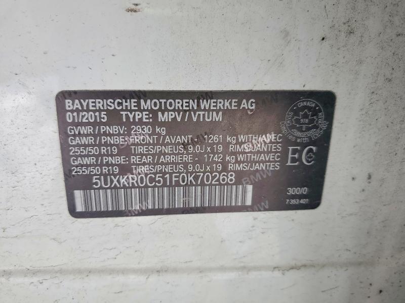 2015 Bmw X5 მანქანა იყიდება აუქციონზე, vin: 5UXKR0C51F0K70268, აუქციონის ნომერი: 79202015