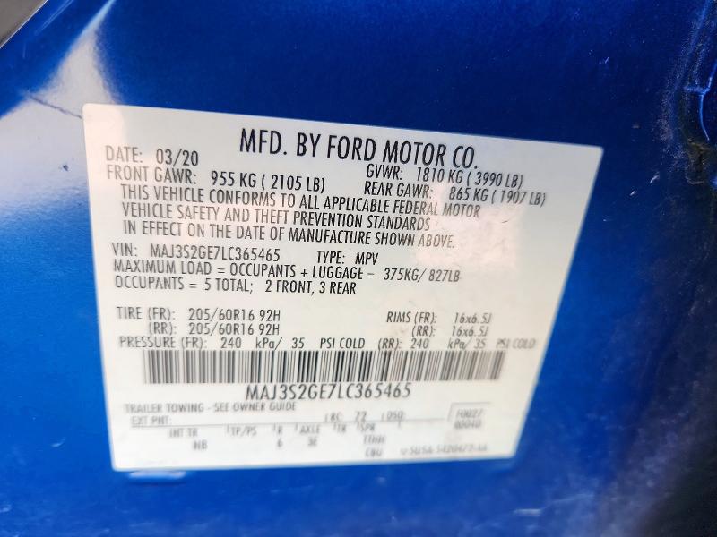 2020 Ford Ecosport მანქანა იყიდება აუქციონზე, vin: MAJ3S2GE7LC365465, აუქციონის ნომერი: 46016496