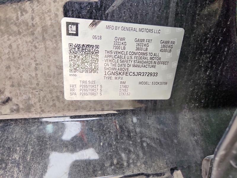 45649376 :رقم المزاد ، 1GNSKFEC5JR372933 vin ، 2018 Chevrolet Tahoe مزاد بيع