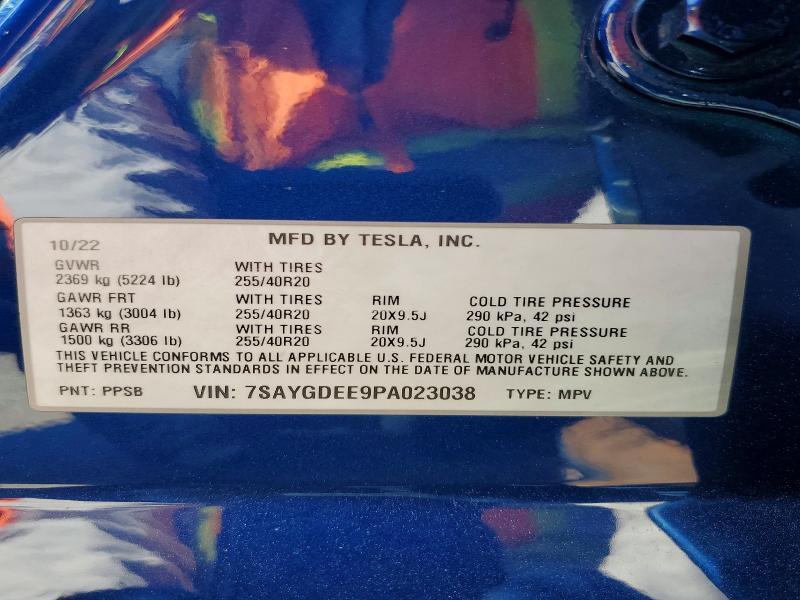 Продаж на аукціоні авто 2023 Tesla Model Y, vin: 7SAYGDEE9PA023038, номер лоту: 47173466