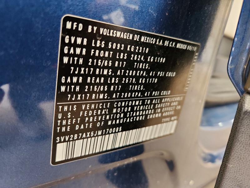 45800546 :رقم المزاد ، 3VV2B7AX5JM170085 vin ، 2018 Volkswagen Tiguan مزاد بيع