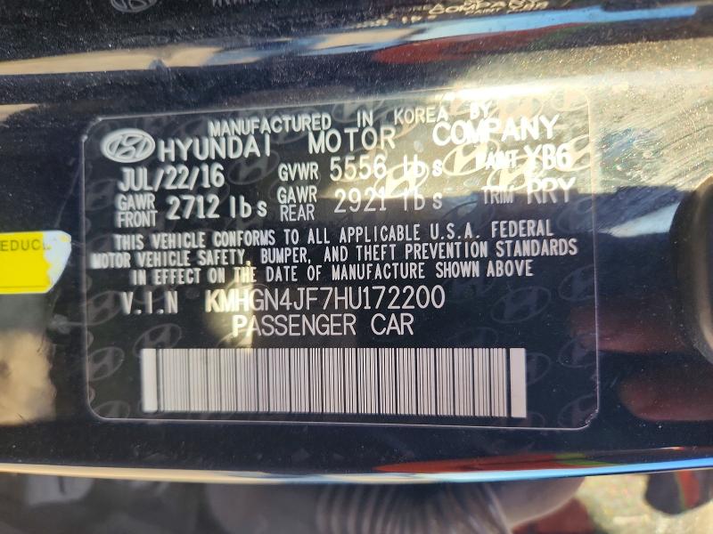 47352416 :رقم المزاد ، KMHGN4JF7HU172200 vin ، 2017 Genesis G80 مزاد بيع