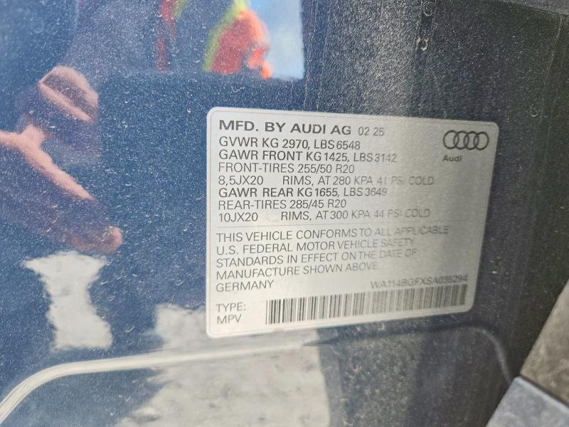 2025 Audi Q6 E-tron მანქანა იყიდება აუქციონზე, vin: WA114BGFXSA035294, აუქციონის ნომერი: 47830776