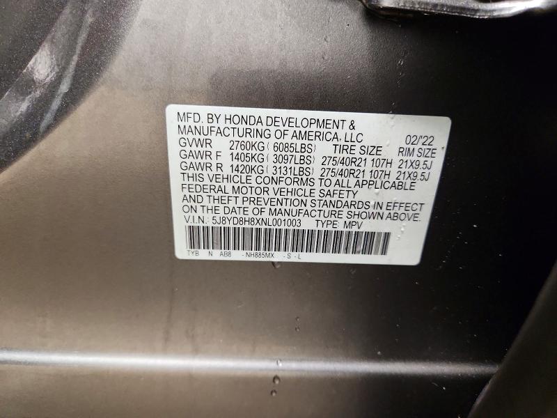 Продажа на аукционе авто 2022 Acura Mdx, vin: 5J8YD8H8XNL001003, номер лота: 41865886