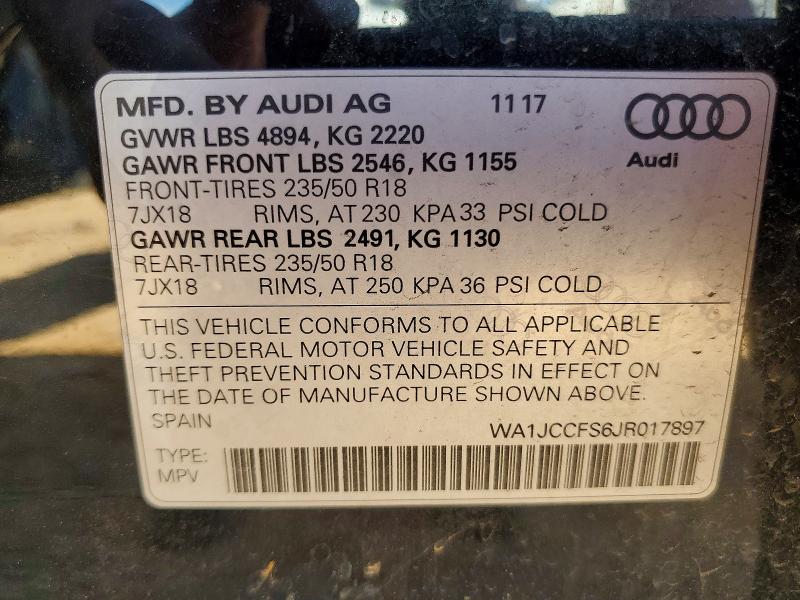 Aukcja sprzedaży 2018 Audi Q3, vin: WA1JCCFS6JR017897, numer aukcji: 47022746