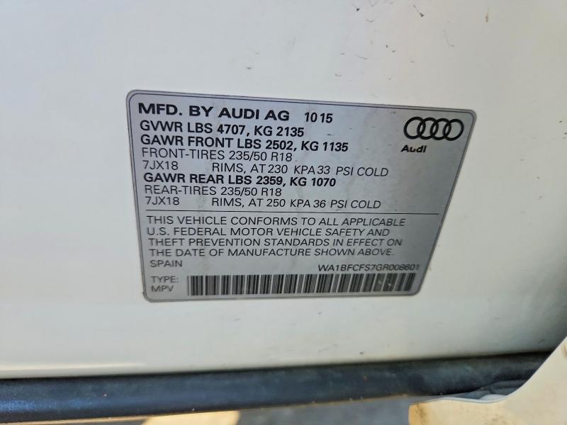 Продажа на аукционе авто 2016 Audi Q3, vin: WA1BFCFS7GR008601, номер лота: 47862266