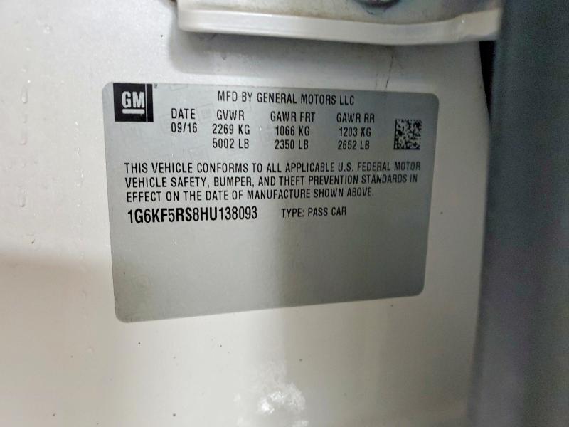 2017 Cadillac Ct6 მანქანა იყიდება აუქციონზე, vin: 1G6KF5RS8HU138093, აუქციონის ნომერი: 78795075