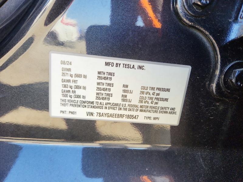 Продаж на аукціоні авто 2024 Tesla Model Y, vin: 7SAYGAEE8RF180547, номер лоту: 46916096